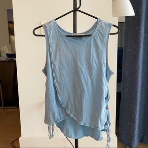 Blue Tank Top with Lace Up Sides